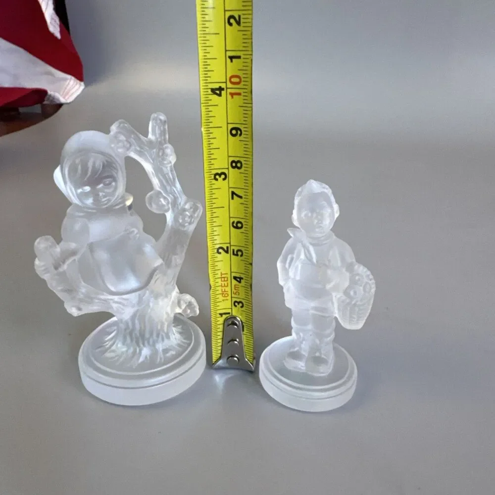 Goebel Hummel Apple Tree Girl & Boy W/basket Frosted 24% Lead Crystal Figurine